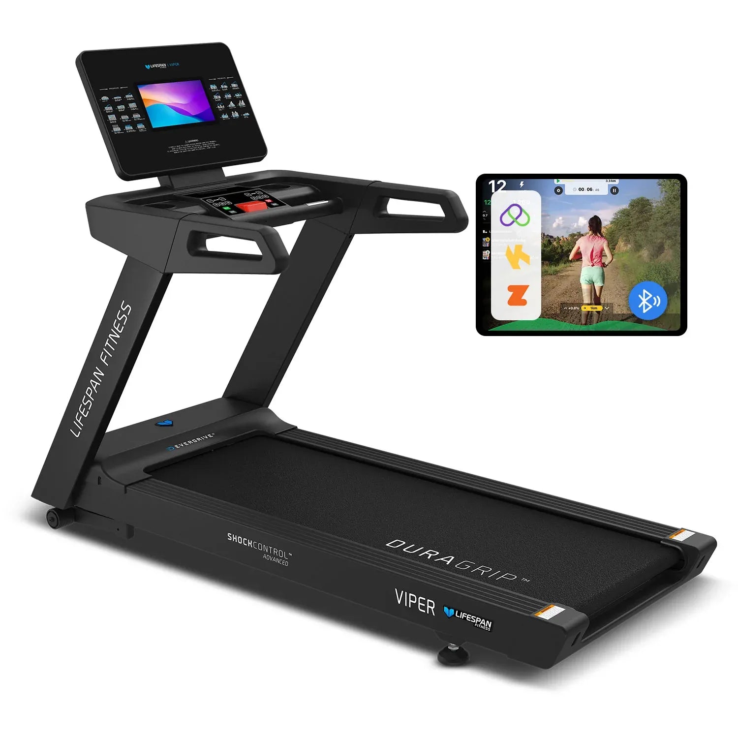Hlpmedical Lifespan Fitness Viper 5 smart treadmill with digital display, running belt, and control panel for home gym workouts
