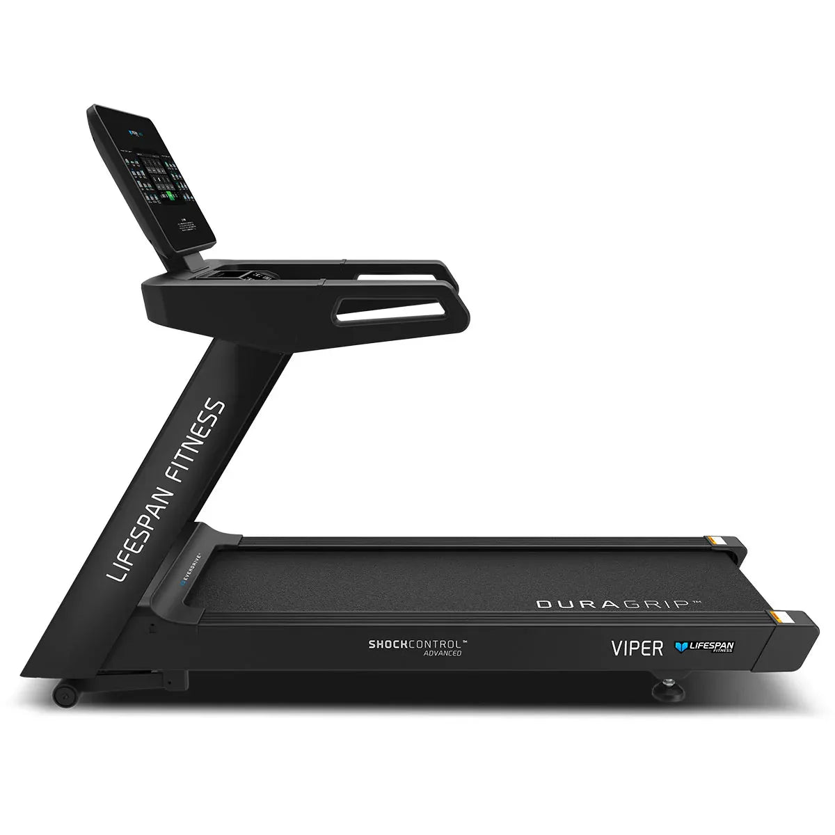Hlpmedical Lifespan Fitness Viper 5 smart treadmill with digital display and running belt in a gym setting