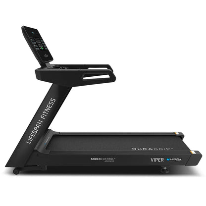 Hlpmedical Lifespan Fitness Viper 5 smart treadmill with digital display and running belt in a gym setting