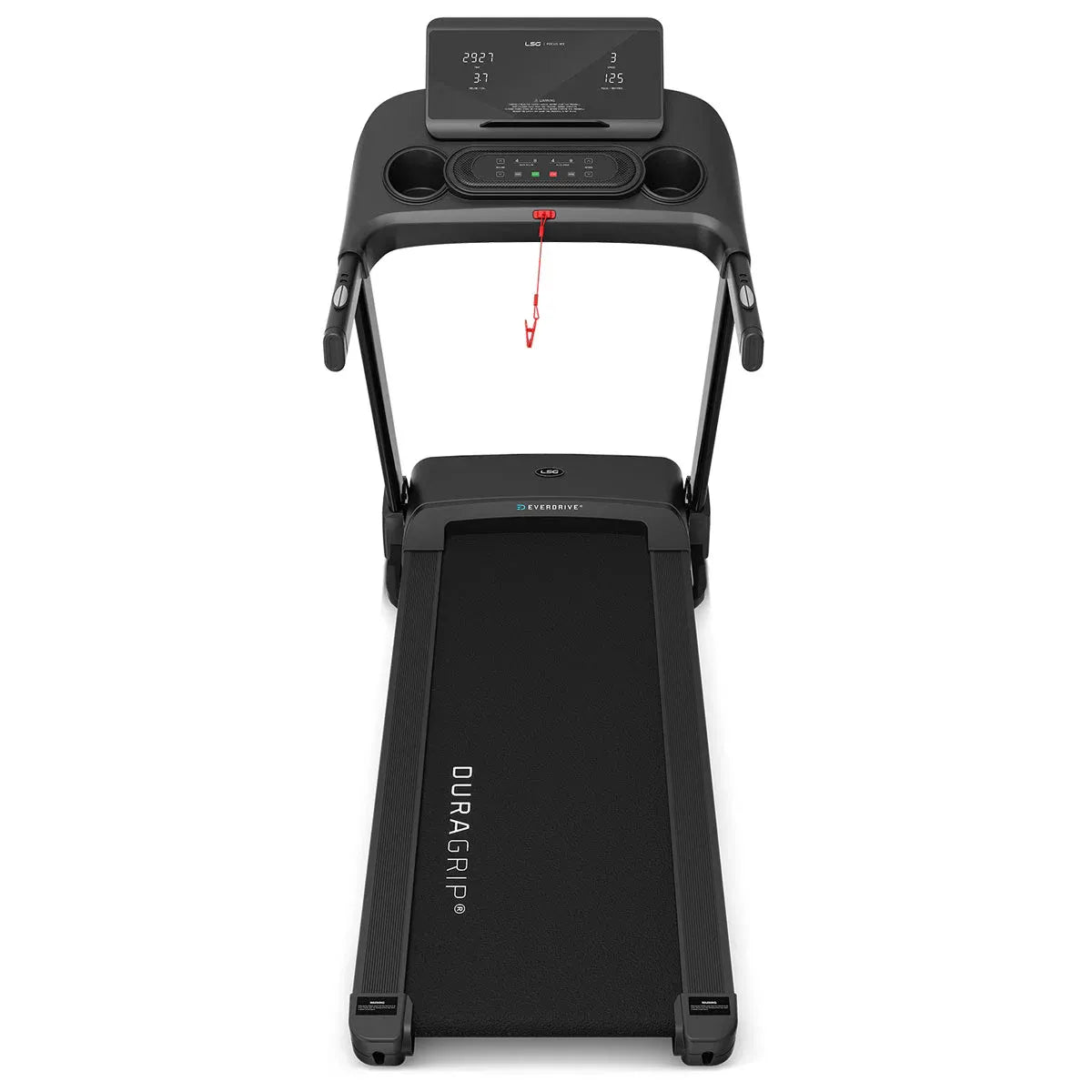 Hlpmedical LSG Fitness FOCUS M3 treadmill in a gym setting, featuring a digital display and sturdy running belt for home workouts