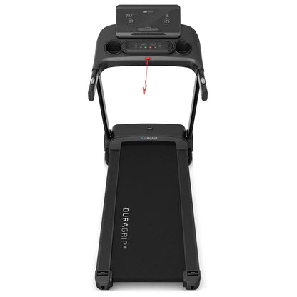 Hlpmedical LSG Fitness FOCUS M3 treadmill in a gym setting, featuring a digital display and sturdy running belt for home workouts