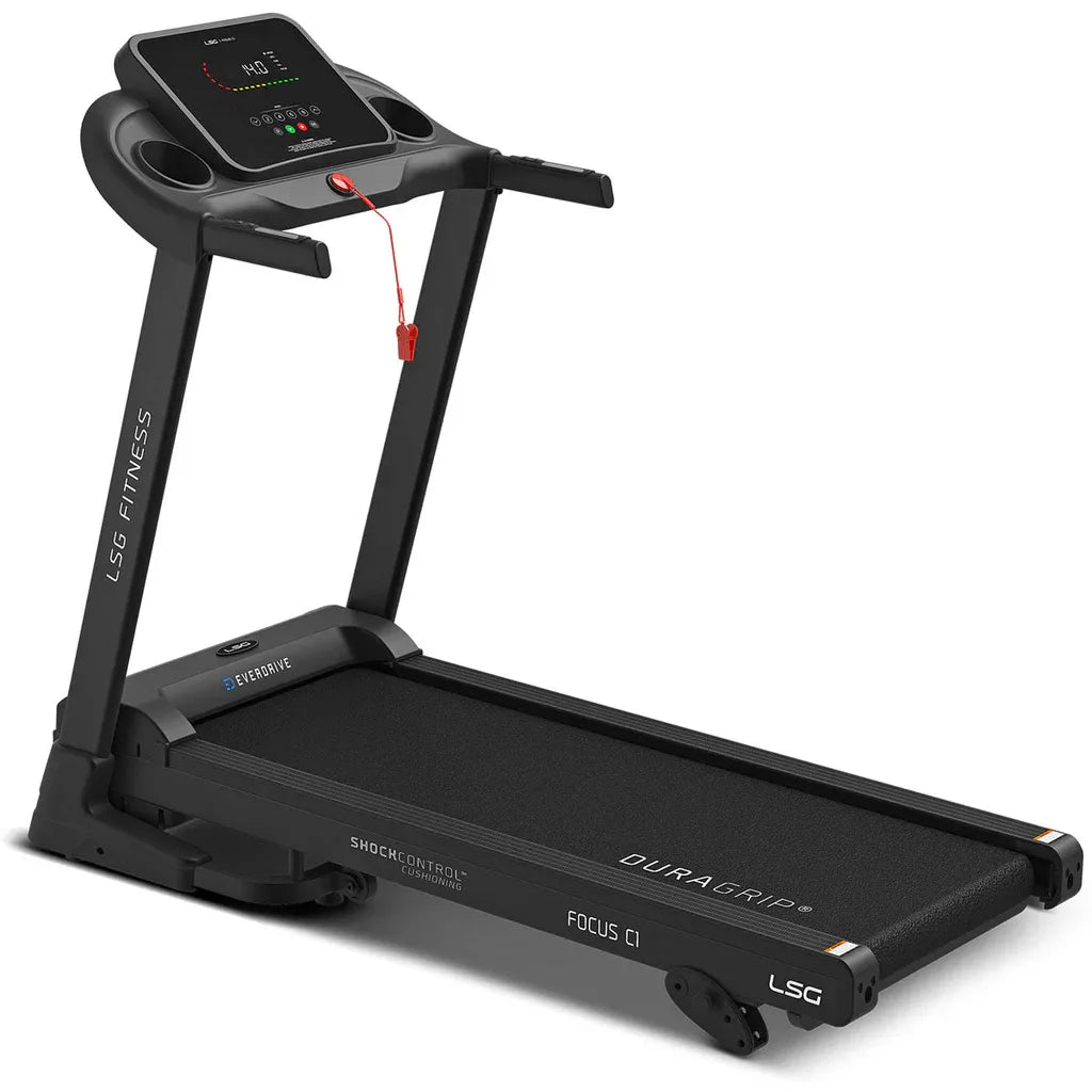 Hlpmedical LSG Focus C1 treadmill for exercise and fitness, with a sleek design and digital control panel.