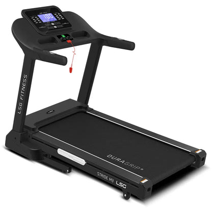 Hlpmedical LSG Stride M3 treadmill for exercise and fitness, with digital display and running belt in a gym setting.