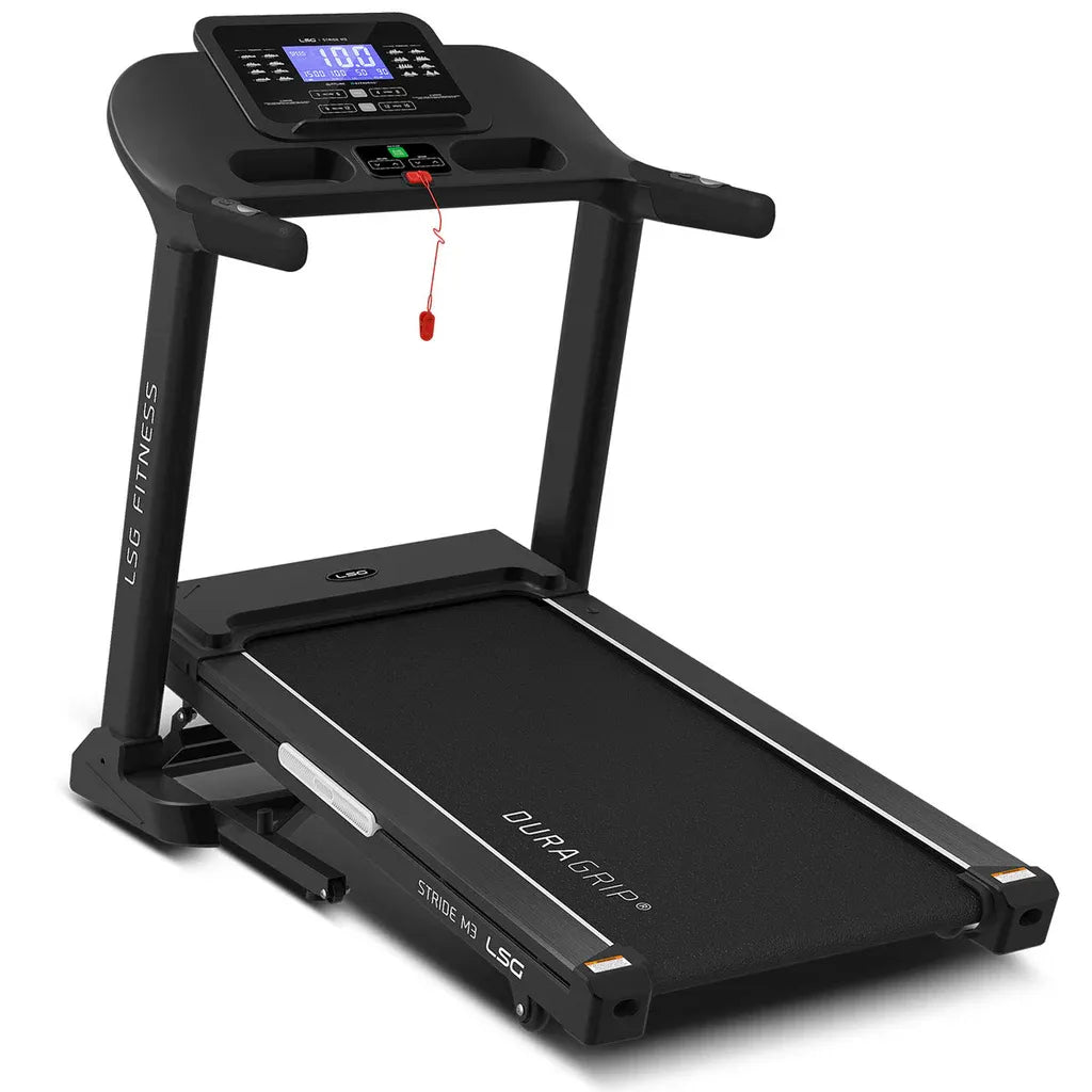 Hlpmedical LSG Stride M3 treadmill for exercise and fitness, with digital display and running belt in a gym setting