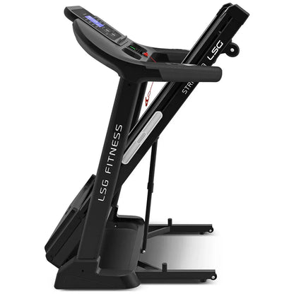 Hlpmedical LSG Stride M3 treadmill for home exercise and fitness, with digital display and running belt in a gym setting.