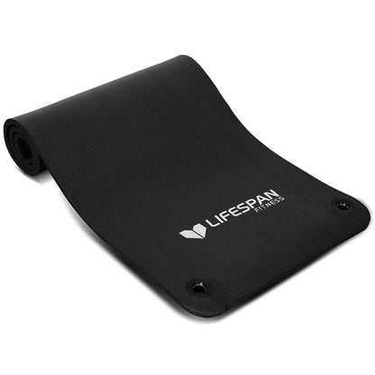 Black CORTEX yoga mat by Hlpmedical, 1.8m x 0.6m x 15mm, suitable for exercise, yoga, and Pilates workouts.
