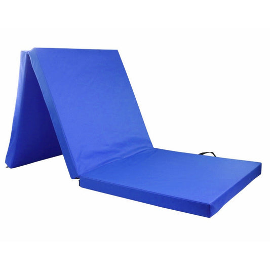 Blue Hlpmedical folding exercise floor mat for yoga, gymnastics, and Pilates, suitable for home workout and gymnastics training.