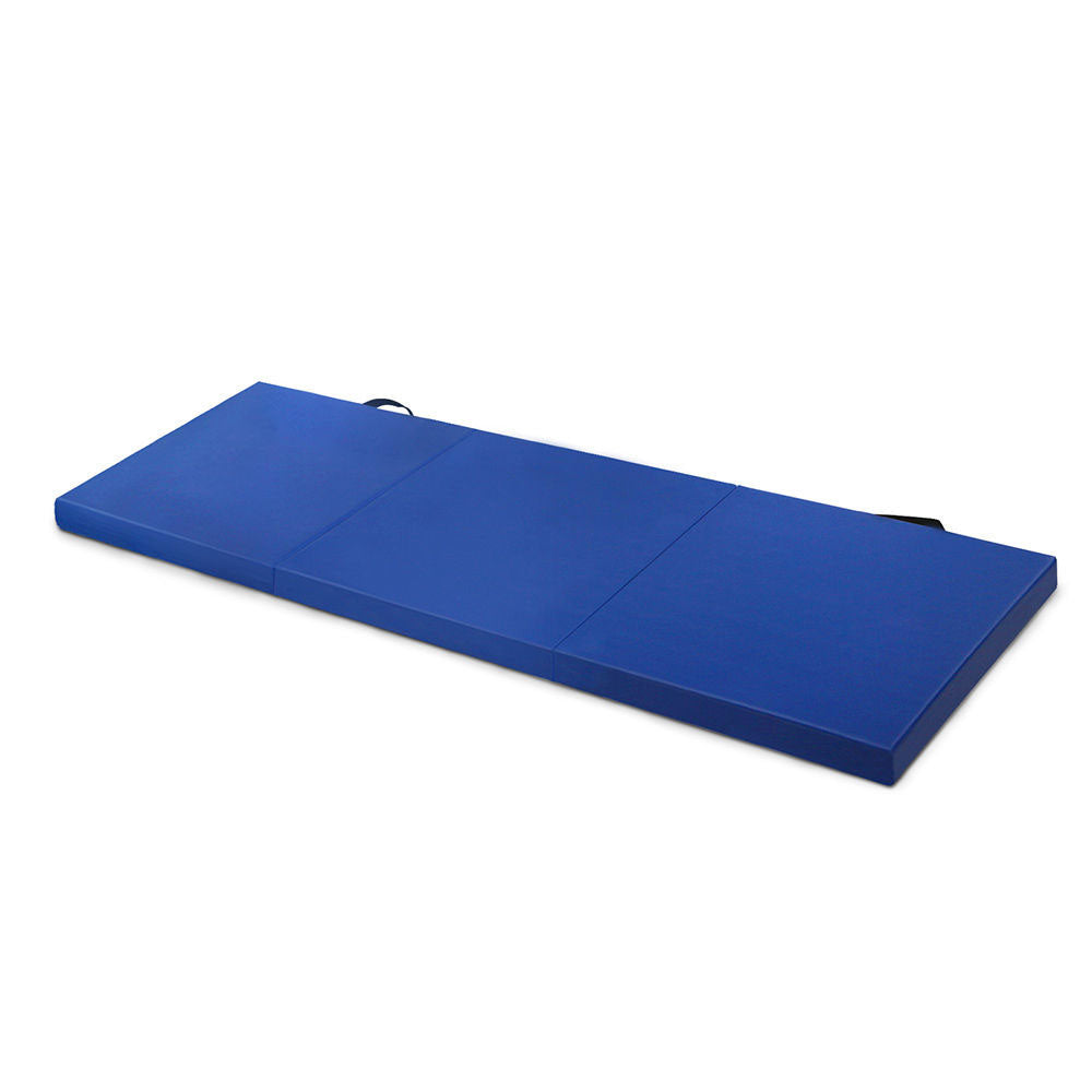 Blue folding exercise floor mat for yoga, gymnastics, and Pilates by Hlpmedical, suitable for home gym and gymnastics training.