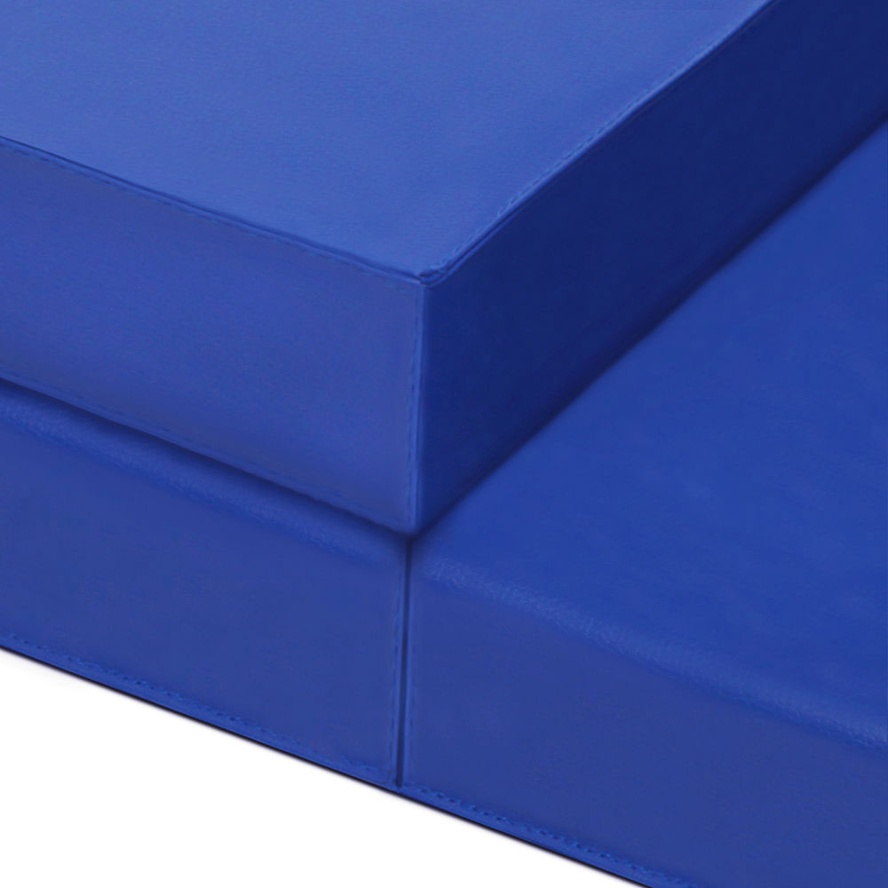 Blue Hlpmedical folding exercise floor mat for yoga, gymnastics, judo, and Pilates training at home.