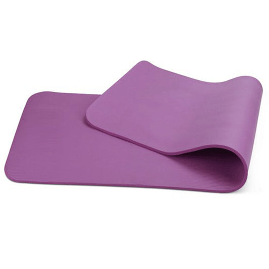 Purple 10mm thick NBR yoga mat by Hlpmedical, ideal for Pilates, gym, and fitness exercises with cushioning and non-slip surface.