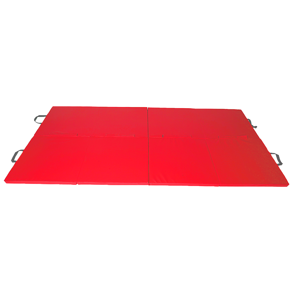 Red folding exercise mat by Hlpmedical, suitable for yoga, gymnastics, martial arts, karate, and judo training.