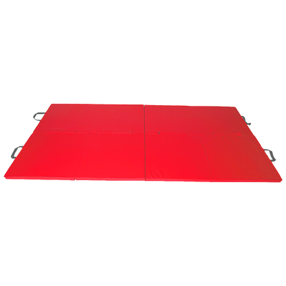 Red folding exercise mat by Hlpmedical, suitable for yoga, gymnastics, martial arts, karate, and judo training.