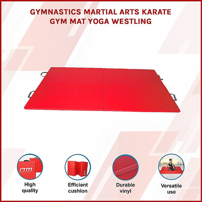 Red folding exercise mat from Hlpmedical, suitable for gymnastics, martial arts, yoga, karate, and judo training.