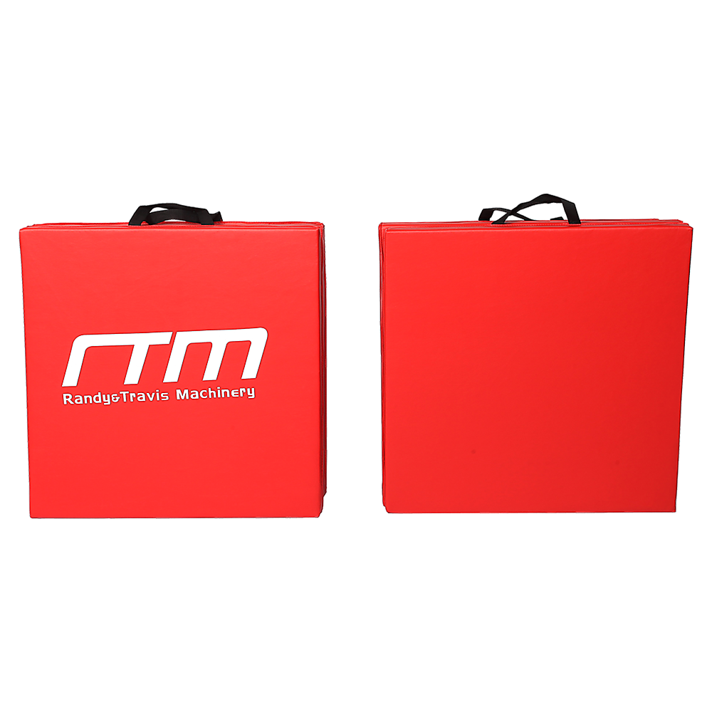 Red folding exercise mat by Hlpmedical, ideal for gymnastics, martial arts, yoga, karate, and judo training on smooth surfaces.