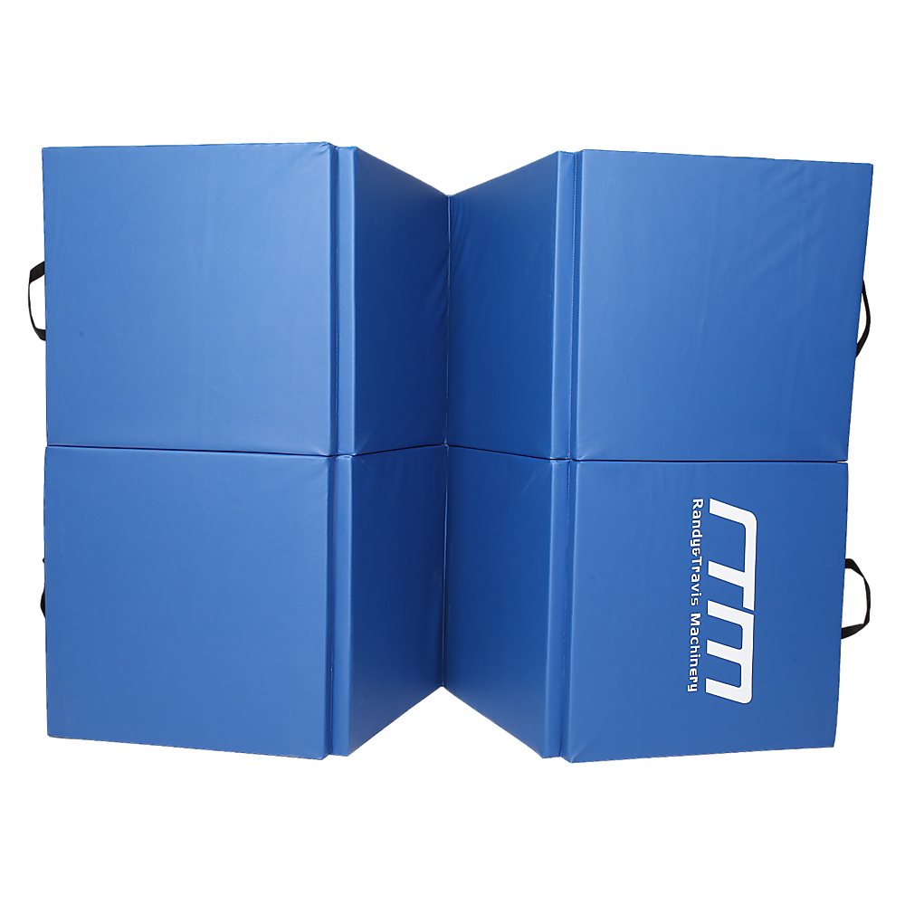 Blue folding exercise mat from Hlpmedical, suitable for gymnastics, martial arts, yoga, karate, and judo training.