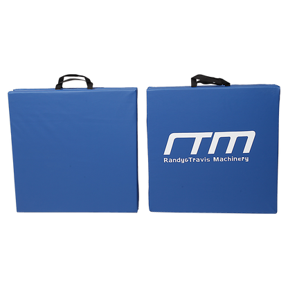 Blue folding exercise mat by Hlpmedical, ideal for gymnastics, yoga, martial arts, karate, and judo training activities.