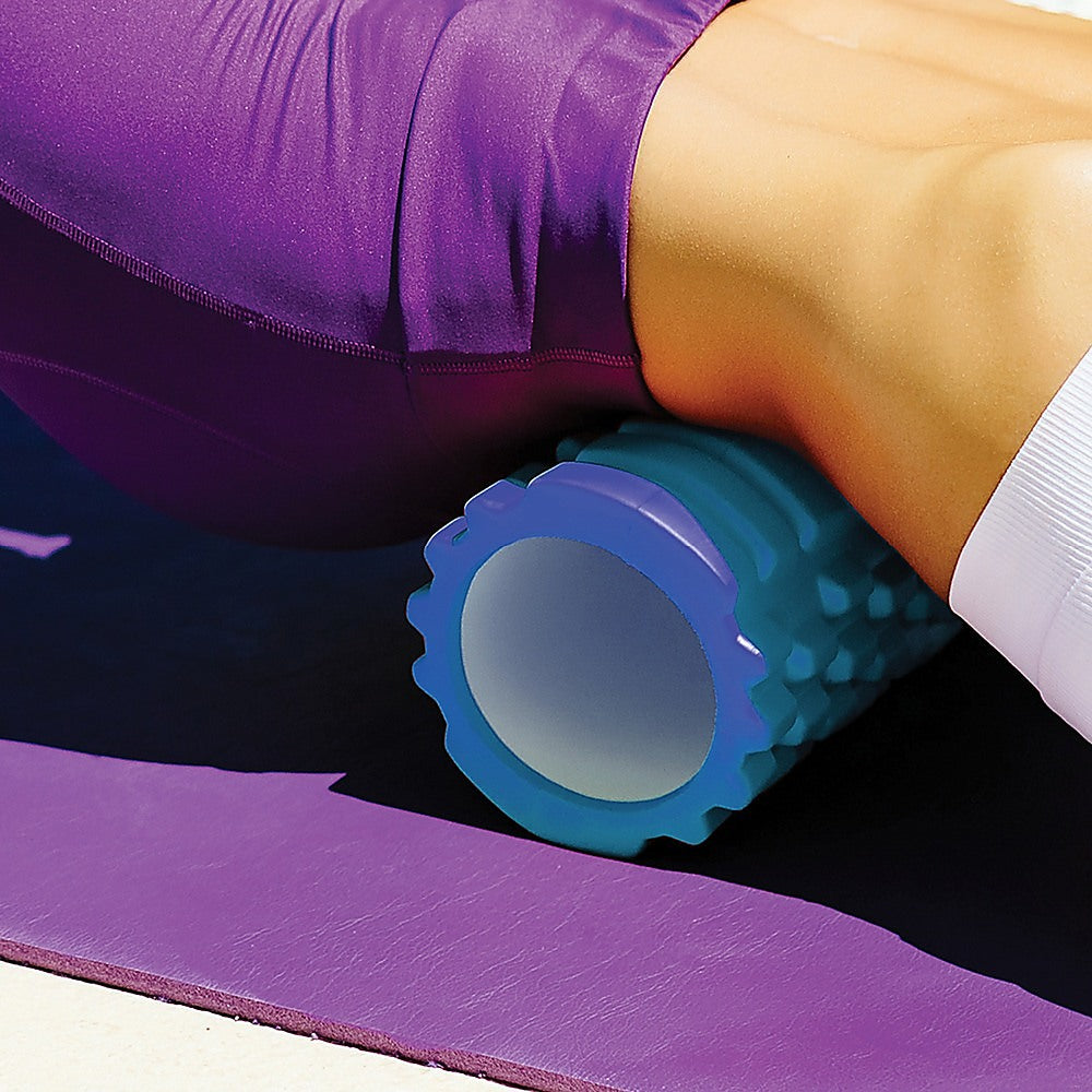 Hlpmedical commercial deep tissue foam roller for yoga and Pilates, cylindrical exercise equipment for muscle relief and flexibility.