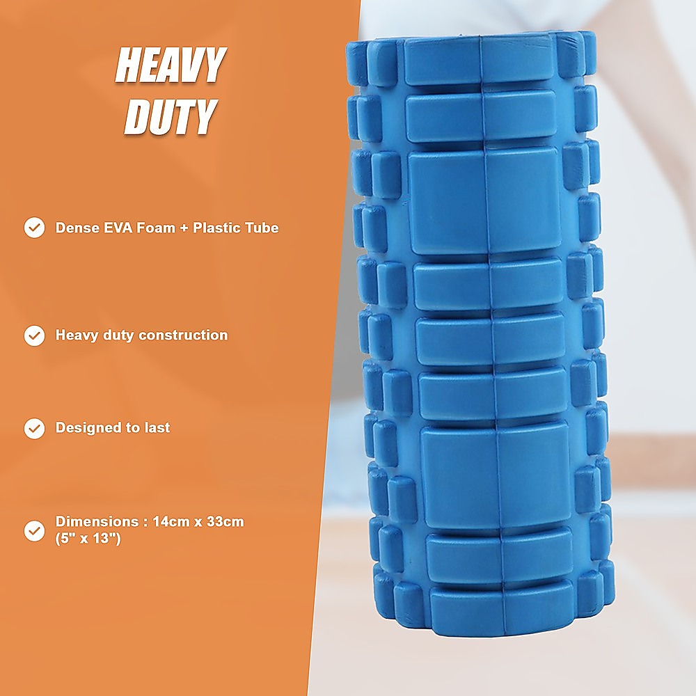 Hlpmedical commercial deep tissue foam roller for yoga and Pilates, cylindrical shape for muscle massage and recovery exercises.