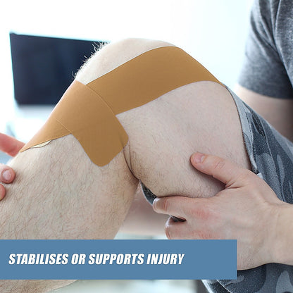 Hlpmedical premium rigid sports strapping tape in 30 rolls, 38mm x 13.7m, used for support and bracing in sports health and wellbeing.