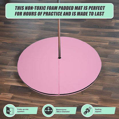 Hlpmedical 160cm diameter exercise mat for dancing pole, soft and durable gym and fitness yoga Pilates mat for workouts.