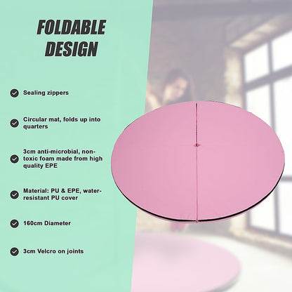 Hlpmedical 160cm diameter exercise mat for dancing pole, providing cushioning for yoga, Pilates, and fitness workouts.