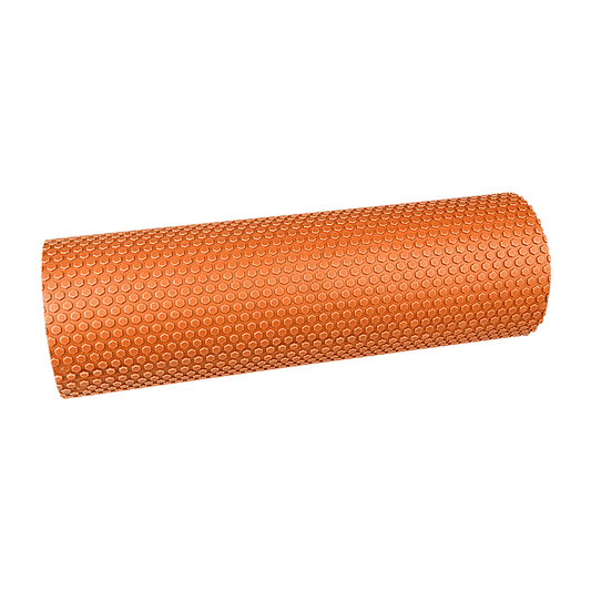 Hlpmedical 45x15cm foam roller for yoga and Pilates, textured blue exercise tool for muscle relaxation and flexibility.
