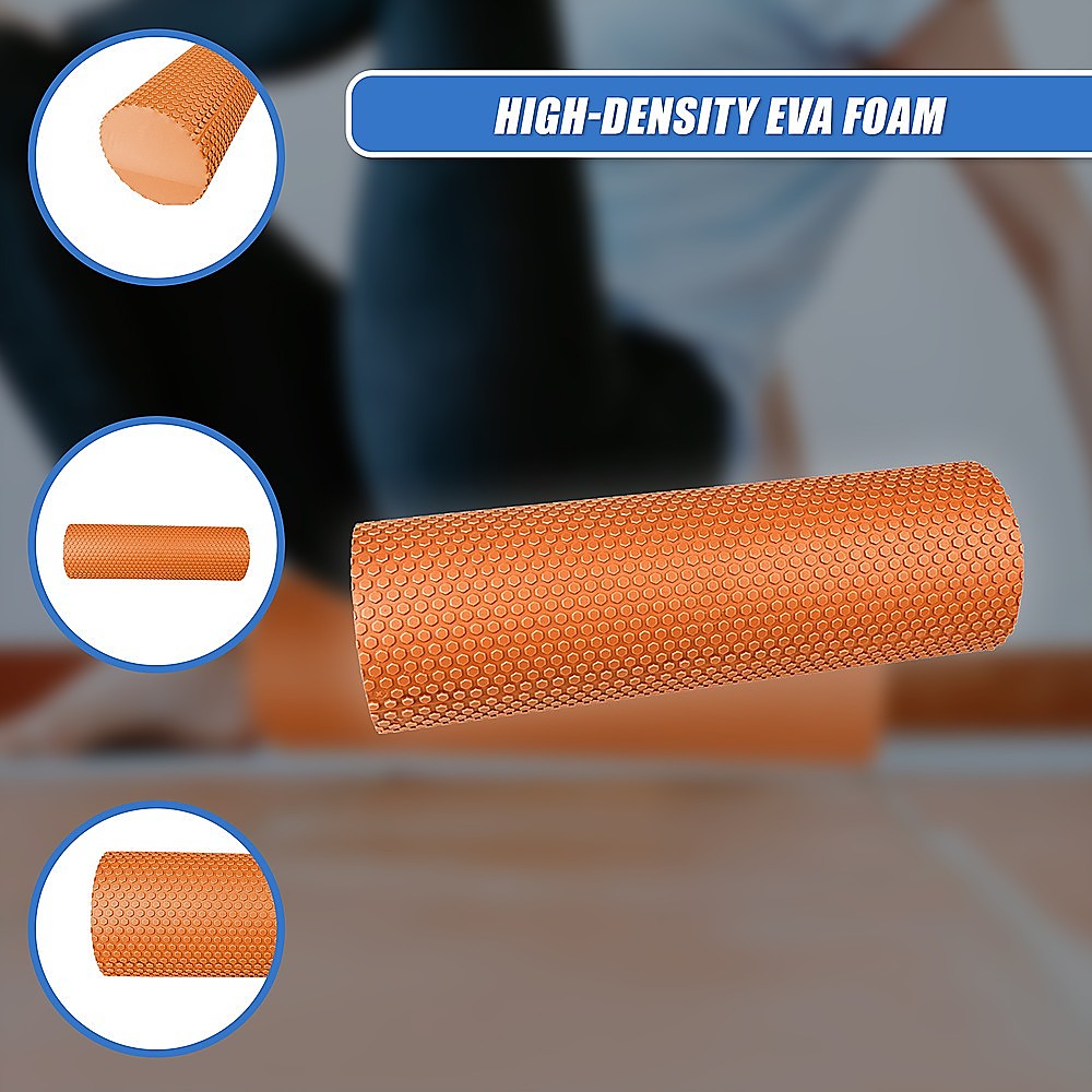 Hlpmedical 45x15cm foam roller for yoga and Pilates exercises, cylindrical fitness equipment for muscle relief and stretching.