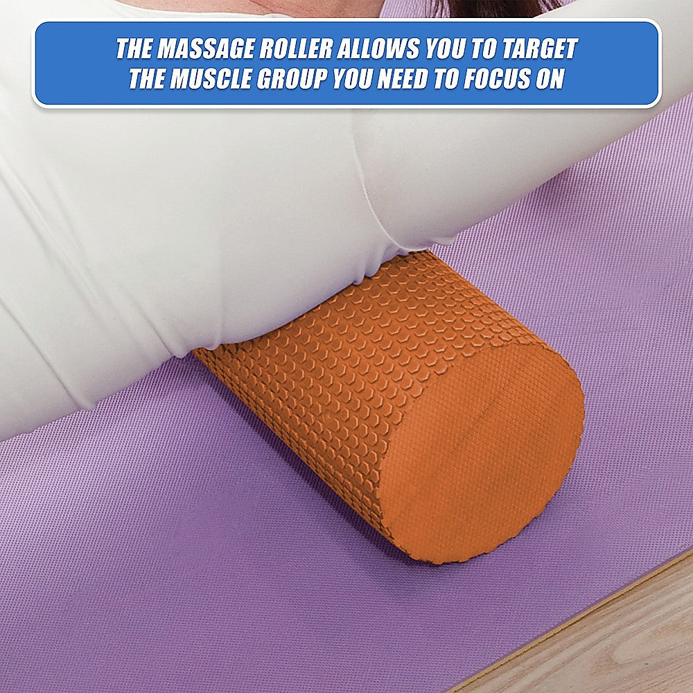 Hlpmedical foam roller, 45x15cm, used for yoga and Pilates exercises, made of dense foam for muscle massage and therapy.