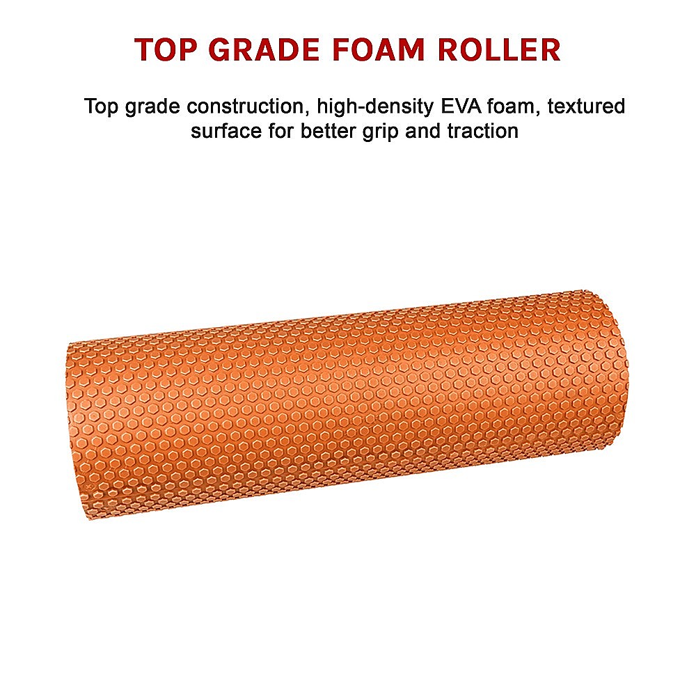 Hlpmedical 45x15cm foam roller for yoga and Pilates, black cylindrical exercise equipment for muscle relief and flexibility.