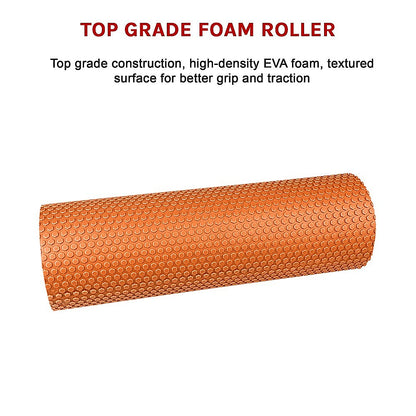 Hlpmedical 45x15cm foam roller for yoga and Pilates, black cylindrical exercise equipment for muscle relief and flexibility.