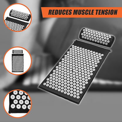 Hlpmedical acupressure yoga mat with pillow for pain relief, stress reduction, and enhanced yoga and Pilates exercises.