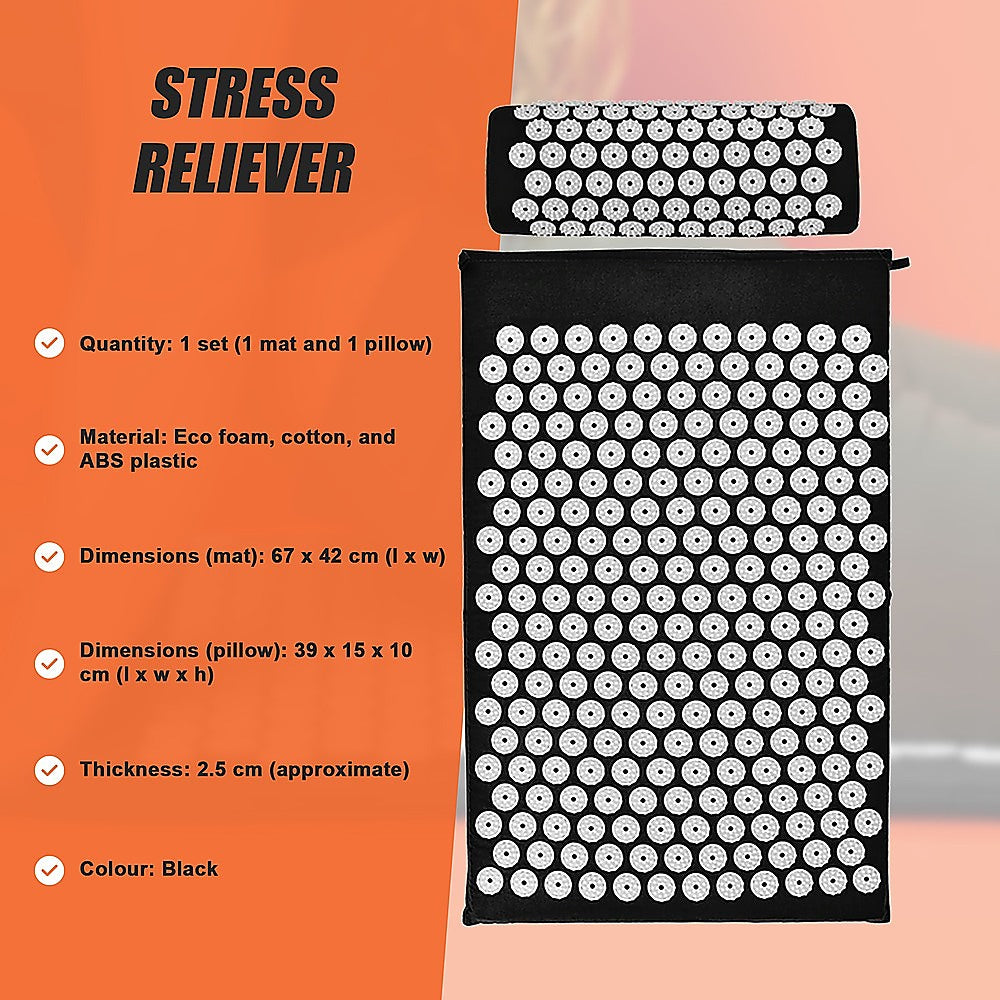 Hlpmedical massage acupressure yoga mat with pillow, designed for pain relief, stress reduction, and improved flexibility during yoga.