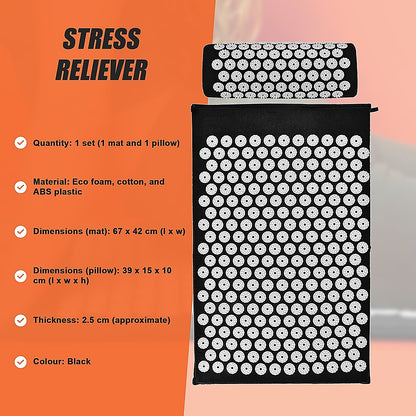 Hlpmedical massage acupressure yoga mat with pillow, designed for pain relief, stress reduction, and improved flexibility during yoga.