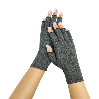 Medium Hlpmedical arthritis gloves with compression support for fingers, hands, and wrists, designed to alleviate joint pain.