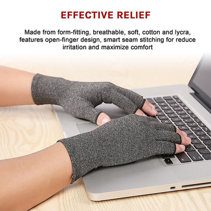 Medium arthritis compression gloves with finger and wrist support, designed for joint pain relief and hand stability by Hlpmedical.