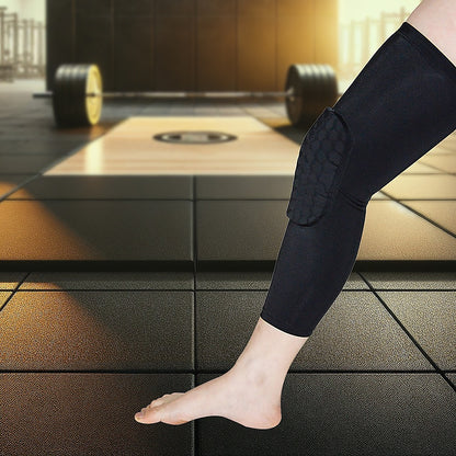 Hlpmedical knee sleeve compression support brace for sports, running, gym, injury protection, shown on a person's knee during activity.
