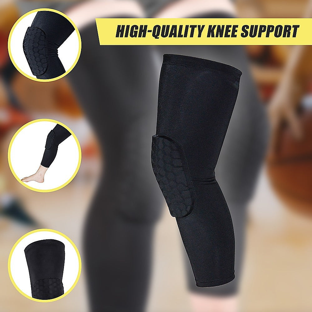 Hlpmedical knee sleeve compression support brace for sports, running, gym, and injury protection, shown on a person's knee.