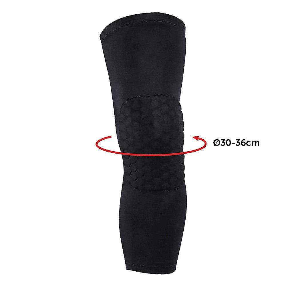 Hlpmedical knee sleeve compression support brace for running, gym, and injury protection, shown on a model's knee during exercise.