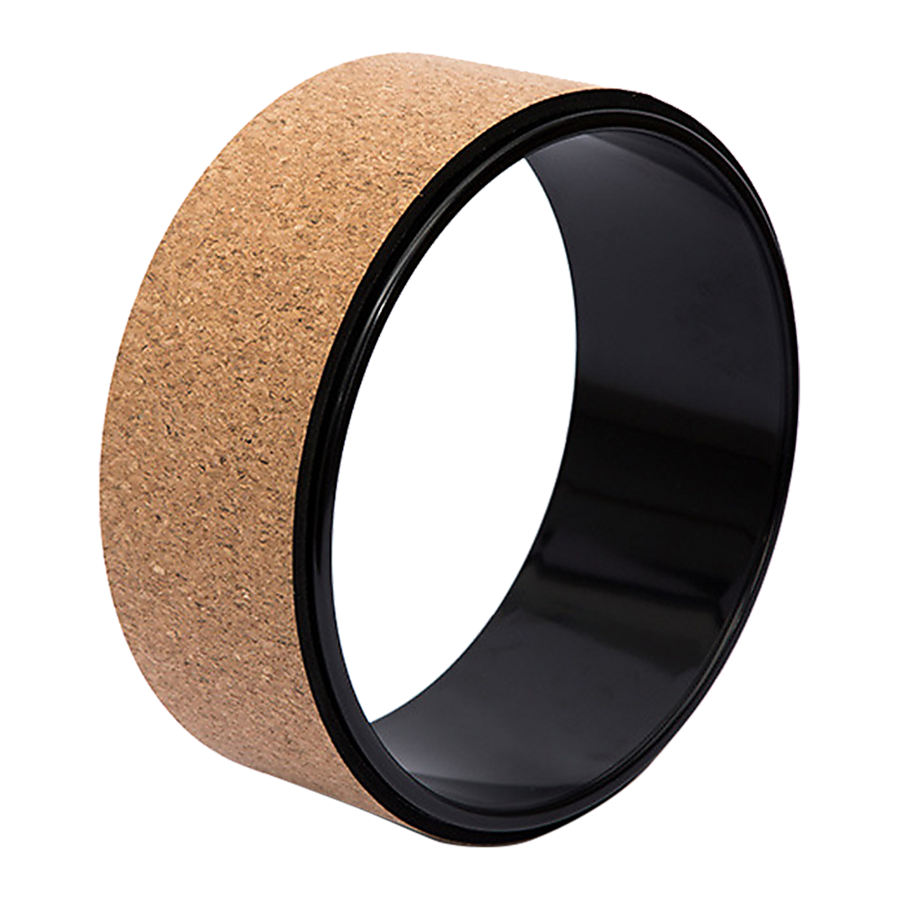 Hlpmedical yoga Pilates wheel with cork surface for back, chest, hips, and abdomen stretching during exercise or fitness routines.