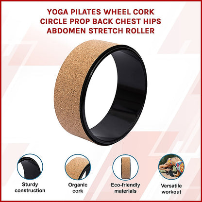 Hlpmedical yoga Pilates wheel with cork surface for back, chest, hips, and abdomen stretching and strengthening exercises.