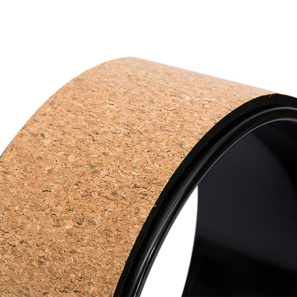 Hlpmedical yoga Pilates wheel with cork surface for back, chest, hips, and abdomen stretching, exercise, and core strength.