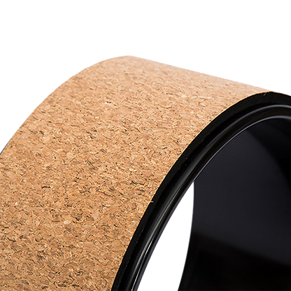 Hlpmedical yoga Pilates wheel with cork surface for back, chest, hips, and abdomen stretching, exercise, and core strength.