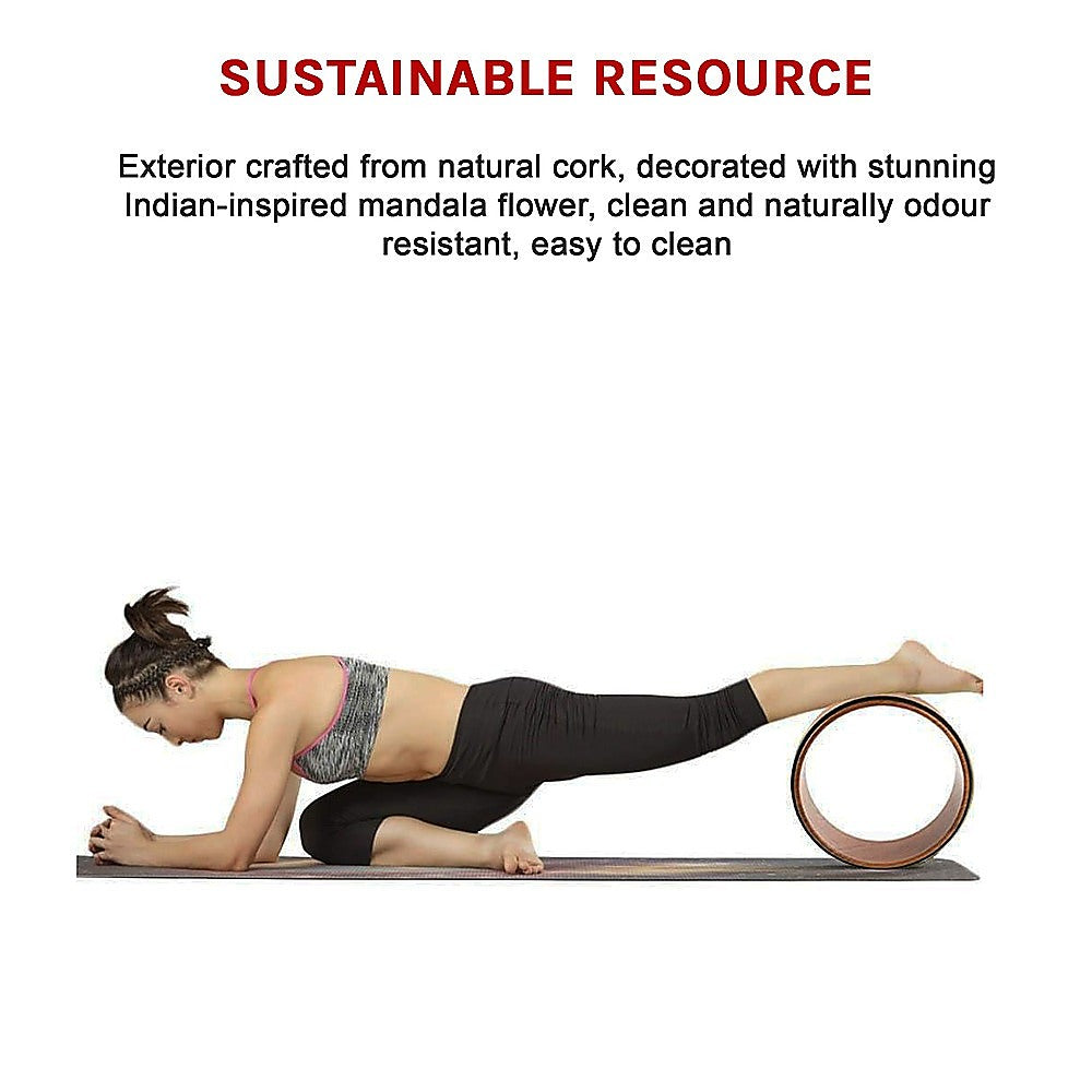 Hlpmedical Yoga Pilates Wheel Cork circle prop for back, chest, hips, and abdomen stretching, exercise and fitness routine.