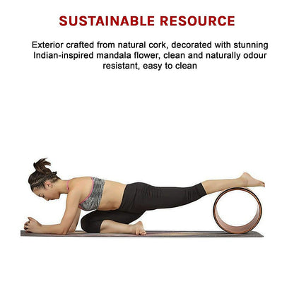 Hlpmedical Yoga Pilates Wheel Cork circle prop for back, chest, hips, and abdomen stretching, exercise and fitness routine.