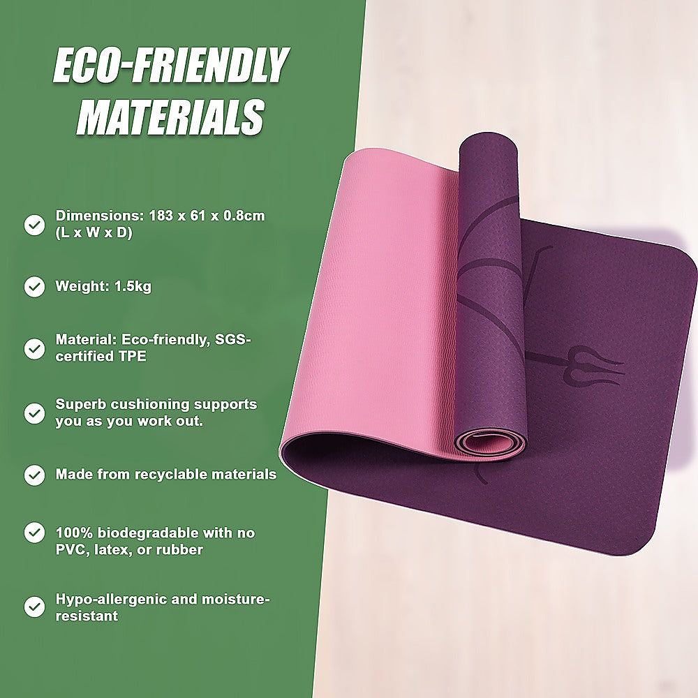Hlpmedical 8mm TPE yoga mat with non-slip dual-layer surface for exercise, fitness, gym, and Pilates workouts.