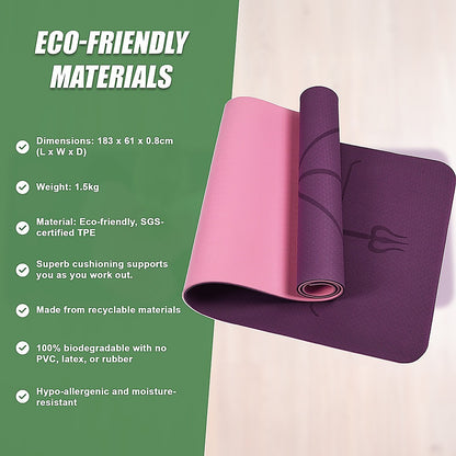 Hlpmedical 8mm TPE yoga mat with non-slip dual-layer surface for exercise, fitness, gym, and Pilates workouts.