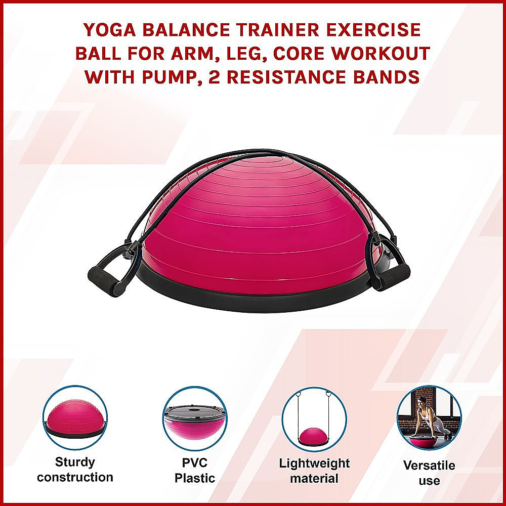 Hlpmedical yoga balance trainer exercise ball with resistance bands and pump, used for arm, leg, and core workouts in fitness routines.