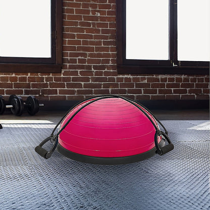 Hlpmedical yoga balance trainer exercise ball with pump and resistance bands for arm, leg, and core workouts in a fitness setting.