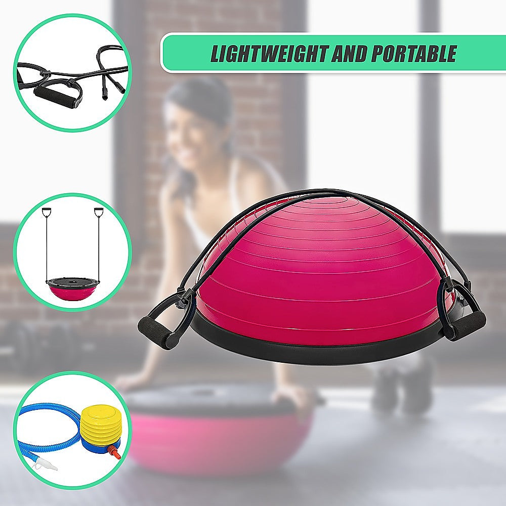 Hlpmedical Yoga Balance Trainer exercise ball with resistance bands and pump for core, arm, and leg workouts in a gym setting