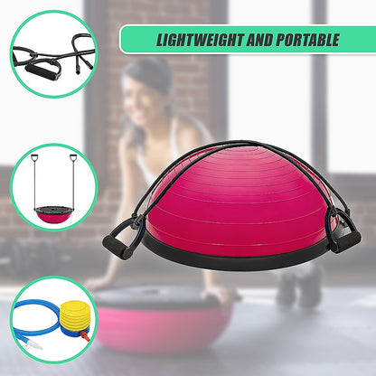 Hlpmedical Yoga Balance Trainer exercise ball with resistance bands and pump for core, arm, and leg workouts in a gym setting